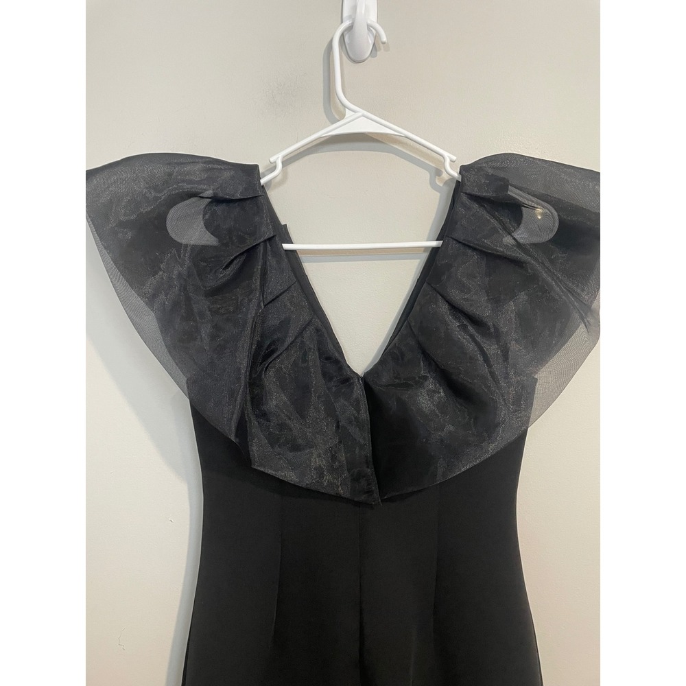 Eliza J Organza Ruffle Cocktail Dress Black Size 6 Cocktail Party Wedding Guest - Picture 6 of 11